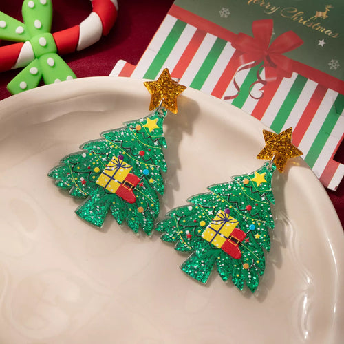 Acrylic Christmas Tree Earrings