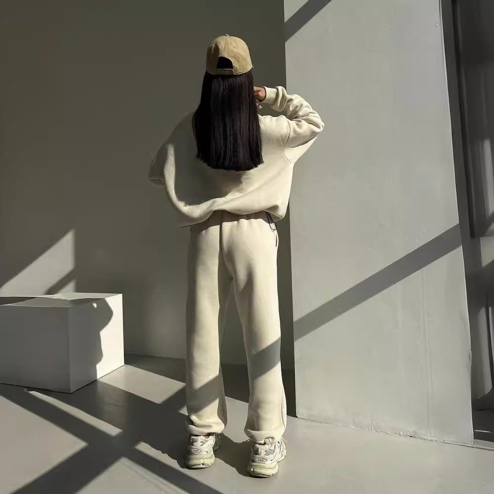 Winter Jogging Women Two Piece Set Female Zipper Coat Casual Pants