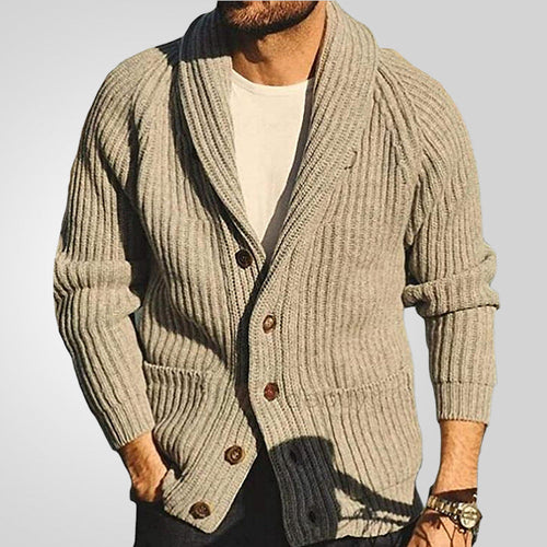 Men's Lapel Knitting Cardigan Fashion Button Sweater With Pockets