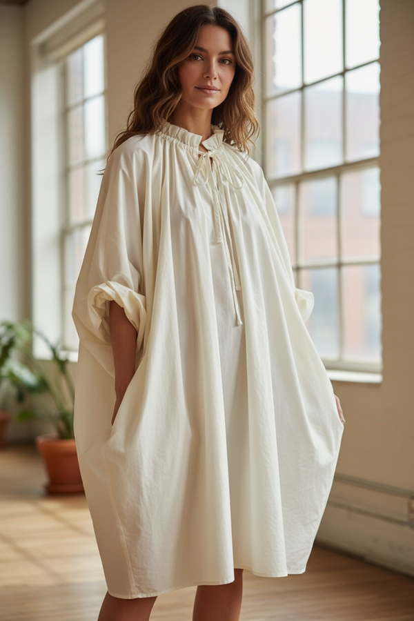 Women White Long Dress Flowy Casual One Size XL