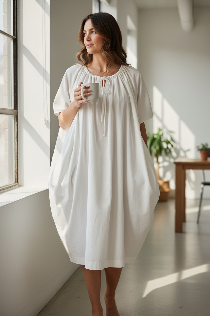 Women White Long Dress Flowy Casual One Size XL