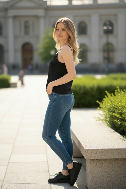 Black Women Tank Top XL to 2XL Fit Casual Basic Sleeveless Top