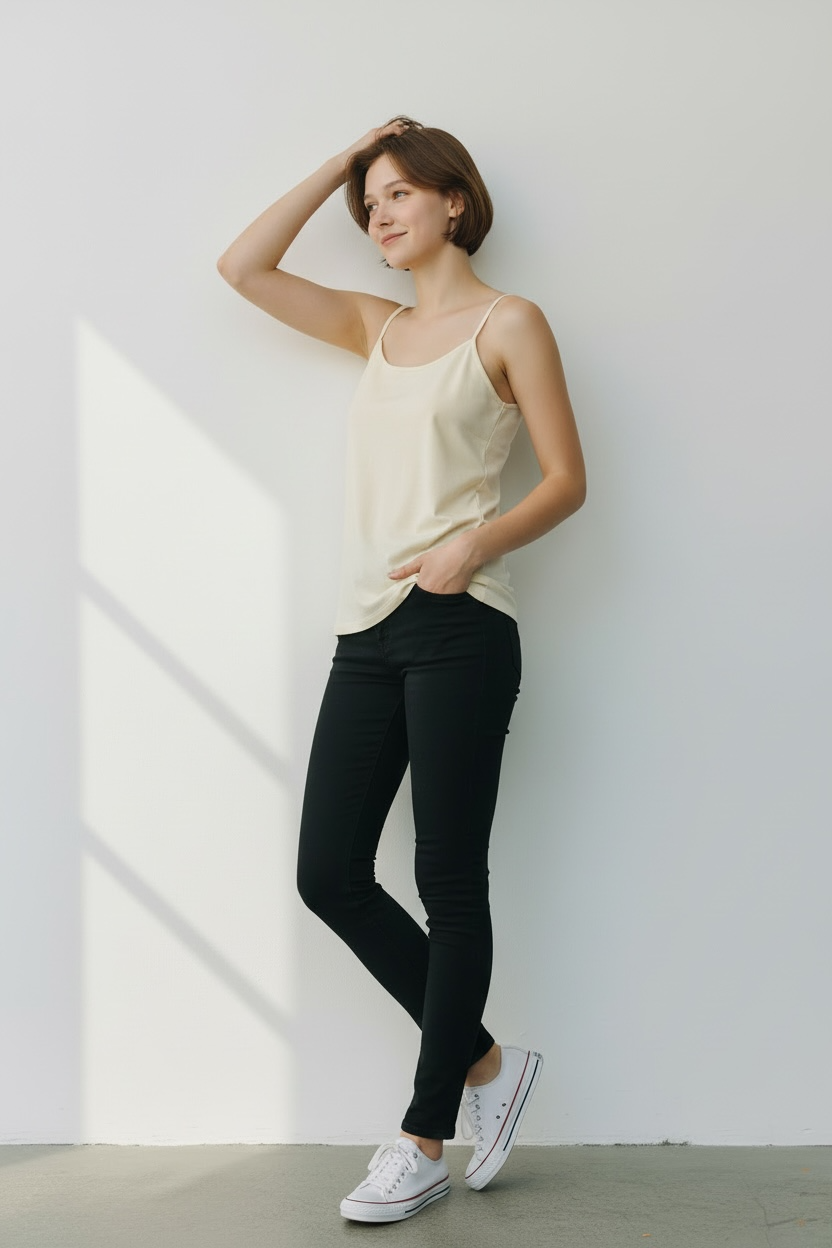 White Women Tank Top XL Fit Casual Basic Sleeveless Top