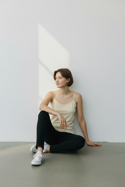 White Women Tank Top XL Fit Casual Basic Sleeveless Top