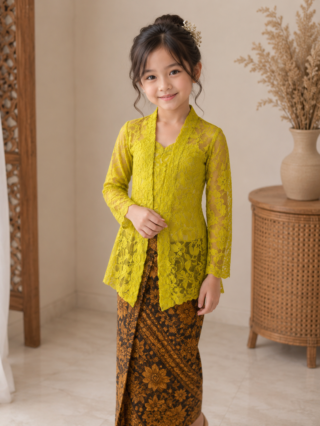 Girls Lace Kebaya Top – Elegant Traditional Outfit for Special Occasions