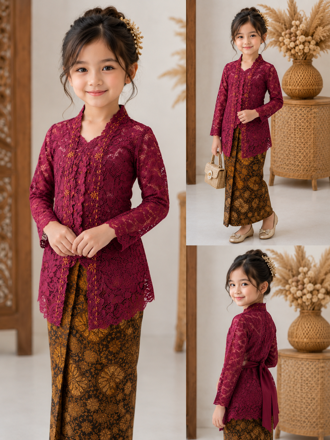 Girls Lace Kebaya Top – Elegant Traditional Outfit for Special Occasions